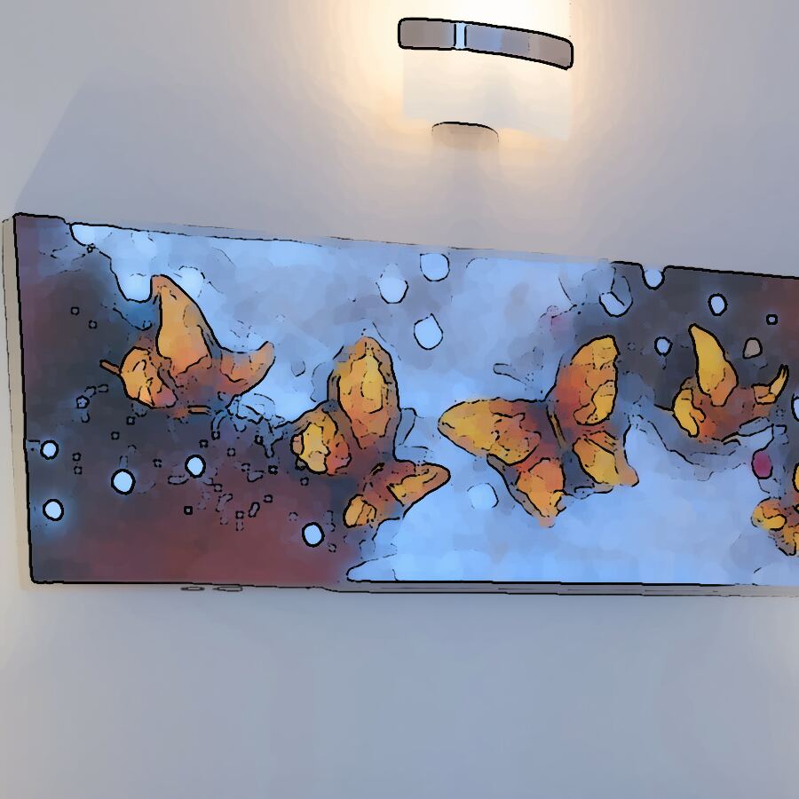 Design study of the guest room's butterfly artwork