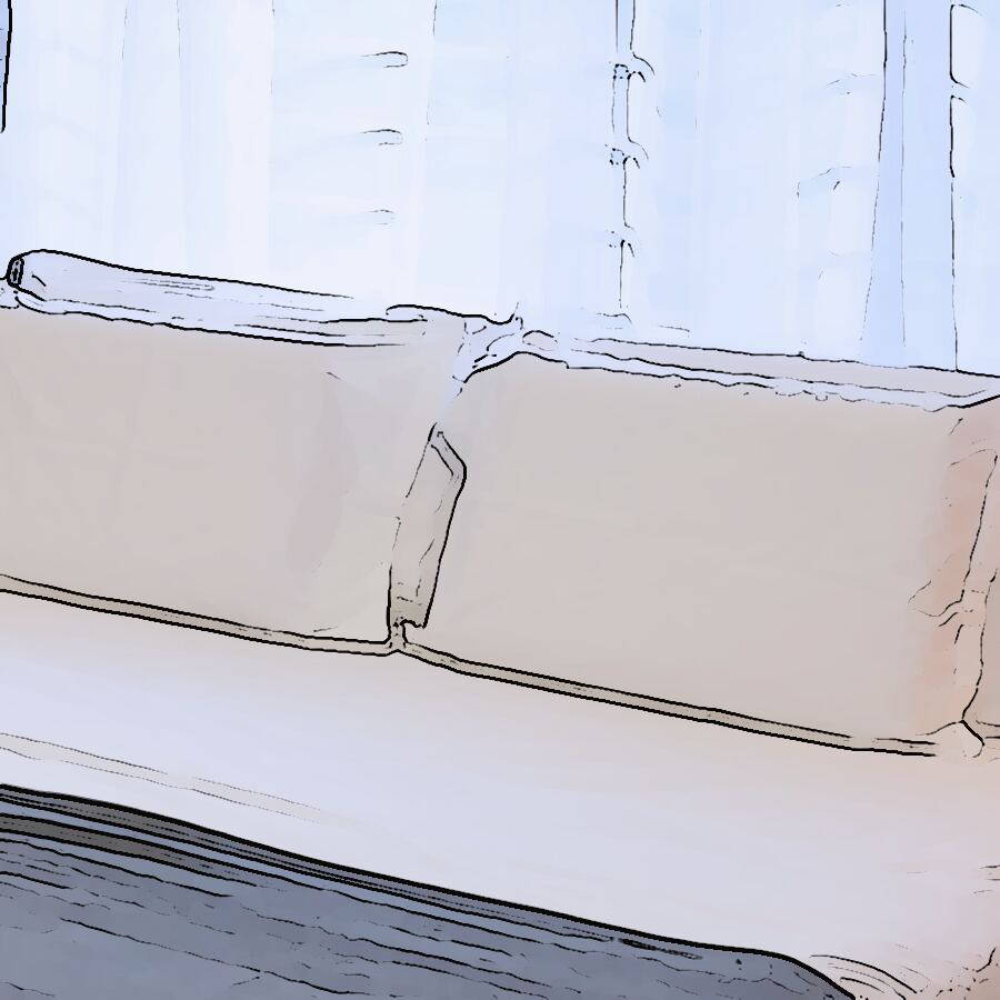 Design study of pressed bed linen by the window
