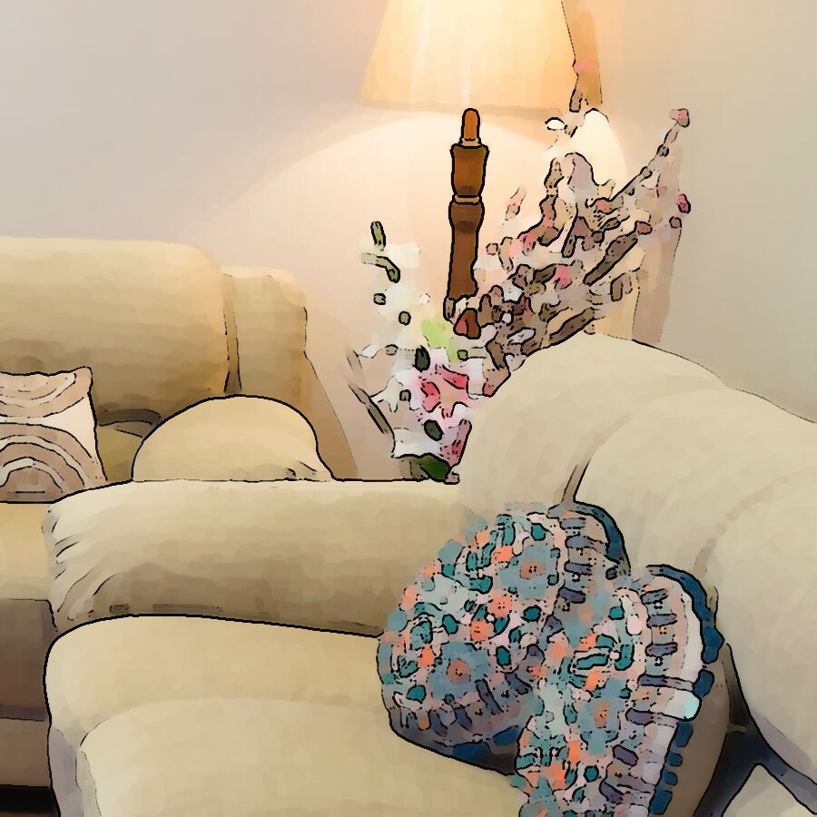 Design study of the reading corner with its lamp
