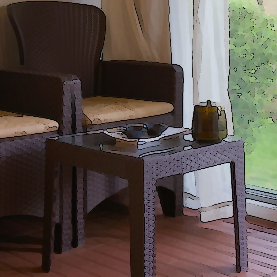 Design study of the tea table in garden light