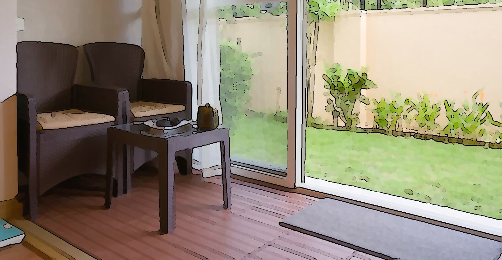 Design study of the garden patio at a Serenity by Everlyn stay